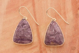 Genuine Charoite Sterling Silver Navajo Earrings
